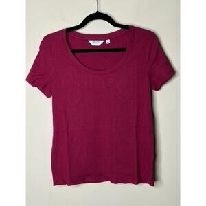 NWOT Candace Cameron Bure Short Sleeve Rib Knit Tee Small Mulberry